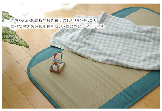 純国産い草ごろ寝マットさわやかR縁Jrマット約70×120cm中:固わた15mm