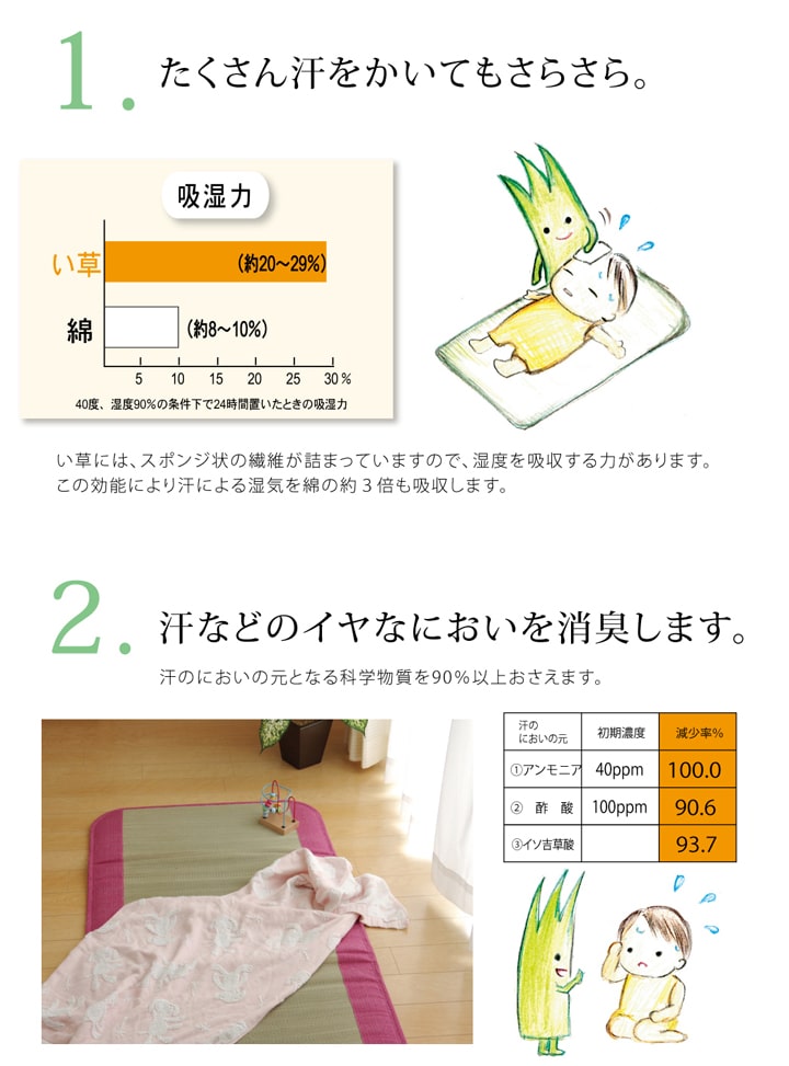 純国産い草ごろ寝マットさわやかR縁Jrマット約70×120cm中:固わた15mm