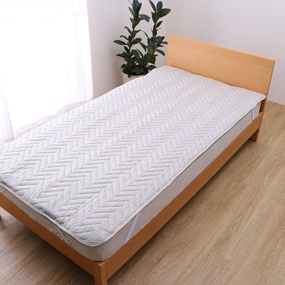 寝具オールシーズン快適睡眠ベッドパッド洗えるアレルプルーフ抗菌消臭アレル物質吸着洗濯機OK四隅ゴムバンド付きズレにくいシングル100×200cm