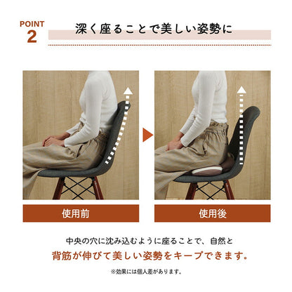 クッション穴あき円座花シンプルもっちり低反発ウレタンオフィスドライブ約40cm丸