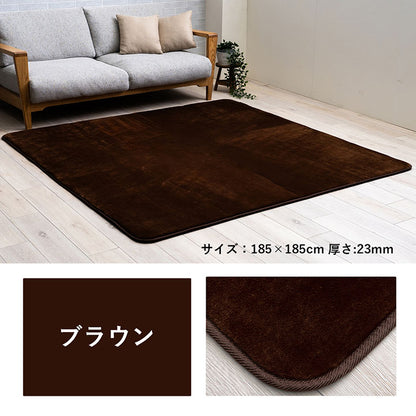 ラグ選べる厚み長方形小さい撥水ホットカーペット対応冬フランネル無地ベージュ約90×185×0.1cm