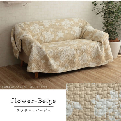 マルチカバーおしゃれ洗える正方形約190×190cm綿花水洗いキルトリバーシブルベッドスプレッドこたつカバーソファカバーホットカーペットカバー