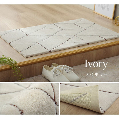 玄関マットへたりにくい弾力性約55×85cmシンプル幾何柄抗菌防臭