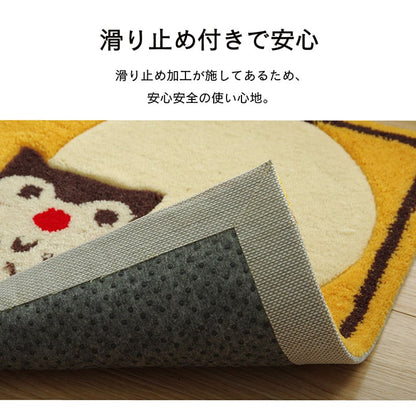 玄関マットへたりにくい弾力性約60×90cm楕円ふくろうフクロウ抗菌防臭