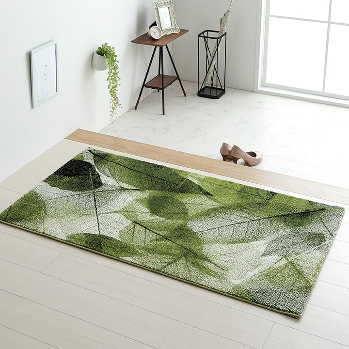 トルコ製ウィルトン織カーペットラグ絨毯長方形リーフ柄マルチ約160×230cm