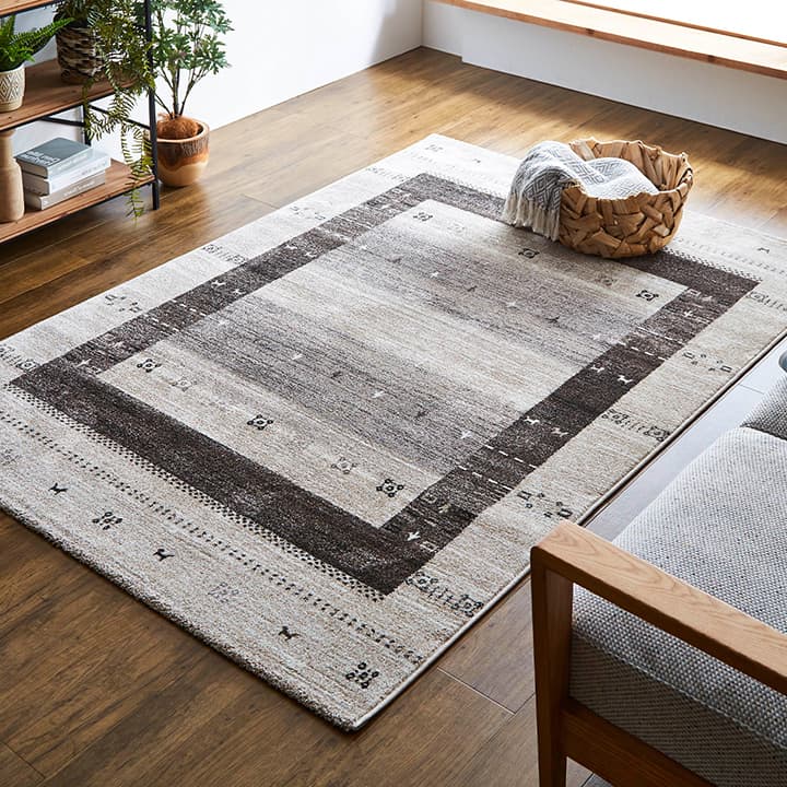 トルコ製ウィルトン織りカーペットラグ絨毯長方形ギャッベ柄約80×140cm