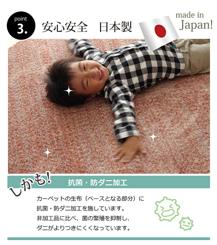 ラグカーペット1畳抗菌防臭防ダニタフト国産ミックスカラーイリゼ約95×140cm