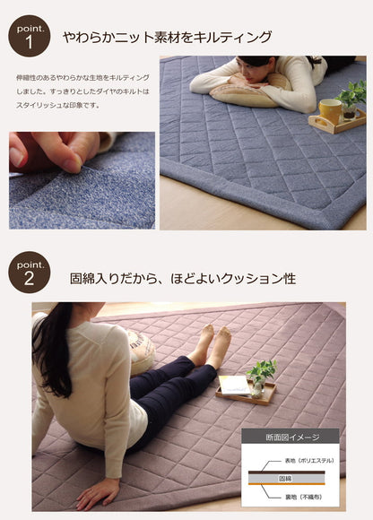 ラグカーペット2畳デニム調ニットキルトラグアルバ2IT約190×190cmホットカーペット対応