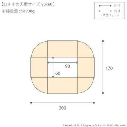 はっ水リバーシブル省スペースこたつ布団〔モルフ〕90x60cmこたつ用（200x170cm）