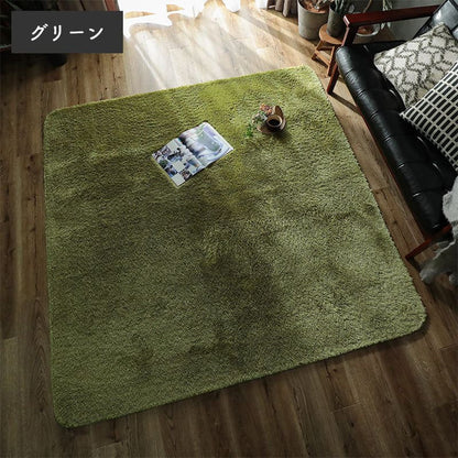 ラグ冬用冬カーペット2畳洗える滑り止めシャギーおしゃれ洗濯自宅絨毯オールシーズンかわいいウレタンふわふわ小さめグリーン185x185センターラグリビングラグ可愛い北欧風リビング格安冬用ラグじゅうたん赤ちゃんサイズデザイン