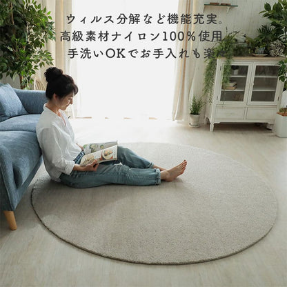 ラグ冬用冬カーペット2畳円形洗えるシャギー日本製丸おしゃれ絨毯オールシーズンかわいい洗濯抗菌防臭北欧180防ダニ消臭滑り止めセンターラグリビングラグ可愛い北欧風リビング格安冬用ラグじゅうたん赤ちゃんサイズデザイン