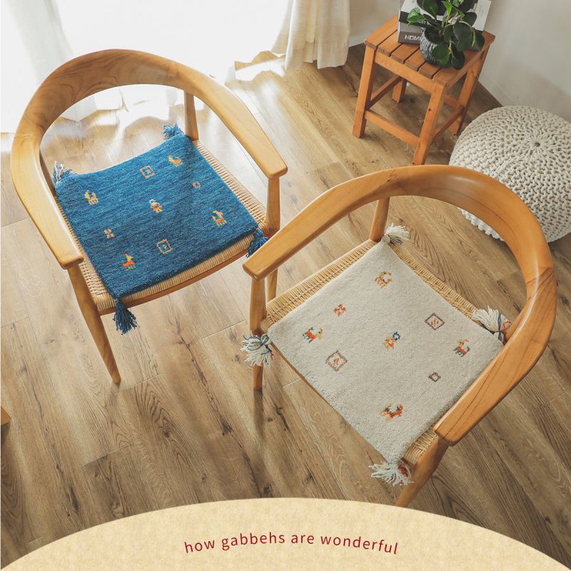 ギャッベ座布団ギャベチェアマット40x40椅子マットウール椅子チェアクッションチェアパッド本物ミニマット手織りインドおしゃれ厚手椅子用座布団椅子用クッション四角正方形小さい北欧高級