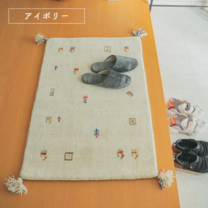 玄関マットギャッベ120x70室内ギャベ屋内風水北欧玄関ウール高級感長方形大きめ天然素材手織りラグ12070本物インド厚手大判おしゃれ高級北南東西南西2023天然北欧風マット絨毯ふわふわ