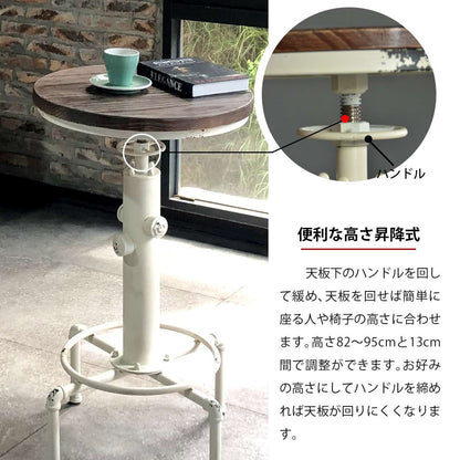 カウンターテーブルテーブル丸自宅カウンターハイテーブル丸型おしゃれ昇降バーカウンター脚アイアンヴィンテージカフェレトロ