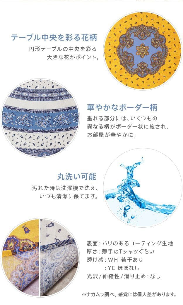 フランス製はっ水加工テーブルクロス-トラディション円形180cm