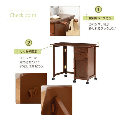 パソコンデスク折りたたみキャスター収納机木製スリムコンパクト省スペースハイタイプワゴンチェスト引き出しおしゃれ幅90奥行40小さめPCデスクイスセットウッドハイ一人用勉強パソコン小さめ