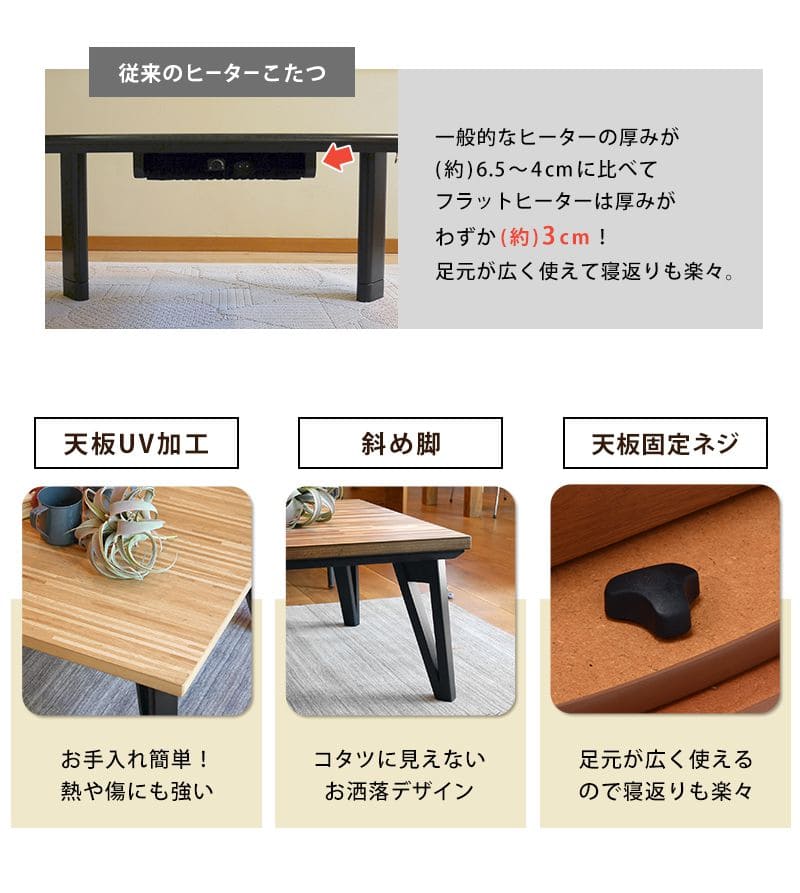 こたつテーブル長方形105×75こたつテーブル大きめ北欧10575ローテーブルコタツオールシーズンロータイプおしゃれ一人用炬燵手元コントローラー一人暮らし軽量1人用和室大きい電気こたつ木目ミニ座卓2人用火燵フラットヒーター天然木高級