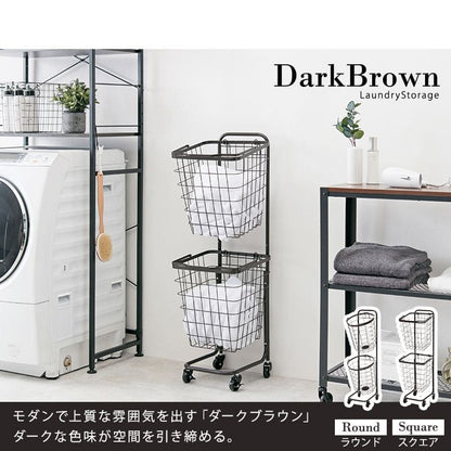 ランドリーラック2段スリム低い縦型薄型頑丈かごロータイプキャスターメッシュワゴンバスケット隙間おしゃれランドリーバスケットワイヤーバスケット付コンパクトキャスター付きランドリー収納細長い