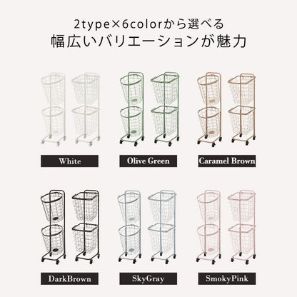ランドリーラック2段スリム低い縦型薄型頑丈かごロータイプキャスターメッシュワゴンバスケット隙間おしゃれランドリーバスケットワイヤーバスケット付コンパクトキャスター付きランドリー収納細長い