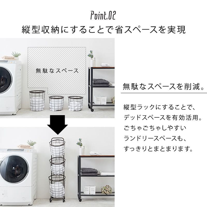 ランドリーラック3段スリム低い縦型薄型頑丈かごロータイプキャスターメッシュワゴンバスケット隙間おしゃれランドリーバスケットワイヤーバスケット付コンパクトキャスター付きランドリー収納細長い