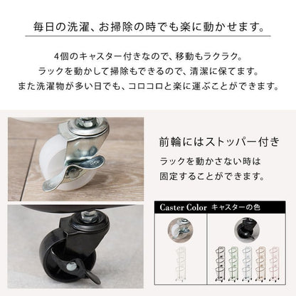 ランドリーラック3段スリム低い縦型薄型頑丈かごロータイプキャスターメッシュワゴンバスケット隙間おしゃれランドリーバスケットワイヤーバスケット付コンパクトキャスター付きランドリー収納細長い