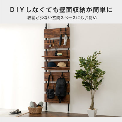 突っ張りラックスリムラック幅60つっぱり突っ張り棚玄関diy収納棚板スチール奥行20隙間おしゃれ薄型壁面ラダーラック棚突っ張り式壁壁面収納つっぱり収納木製アイアンリビング間仕切り洗面所