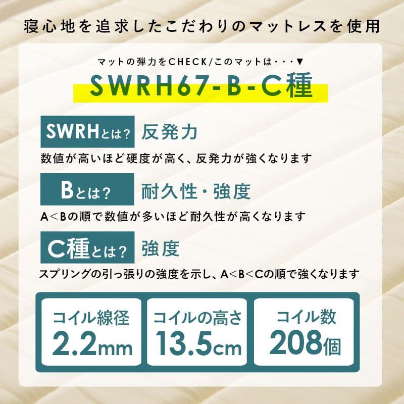 脚付きマットレスセミダブルマットレスボンネルコイルショート硬め脚付きベッド男一体型厚めボンネルすのこ一人暮らし脚20cm収納コンパクトスノコ付きベッドマット寝心地硬い小さい耐荷重通気性夏