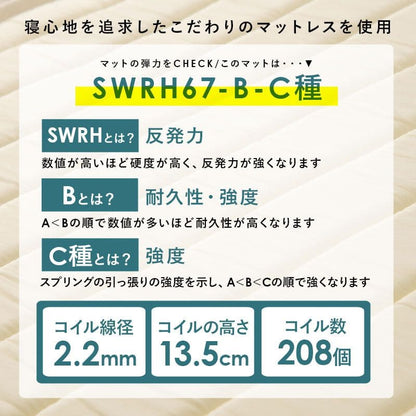 脚付きマットレスセミダブルマットレスボンネルコイルショート硬め脚付きベッド男一体型厚めボンネルすのこ一人暮らし脚20cm収納コンパクトスノコ付きベッドマット寝心地硬い小さい耐荷重通気性夏