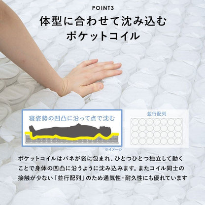 脚付きマットレスセミダブルマットレスポケットコイル高級脚付きホテル仕様ベッド男一体型厚め柔らかめすのこ一人暮らし脚20cm収納195cmスノコ付きベッドマット寝心地硬い小さい耐荷重通気性夏
