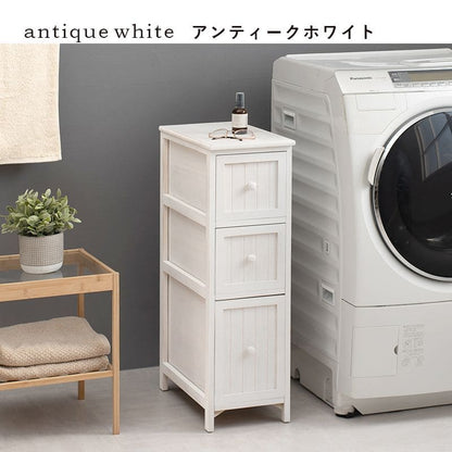 ランドリーチェスト完成品薄型スリム3段ランドリー収納チェスト隙間白幅25奥行45隙間収納おしゃれ洗面所木製引き出し木目ホワイトアンティークシャビー引出し収納コンパクトランドリー低め