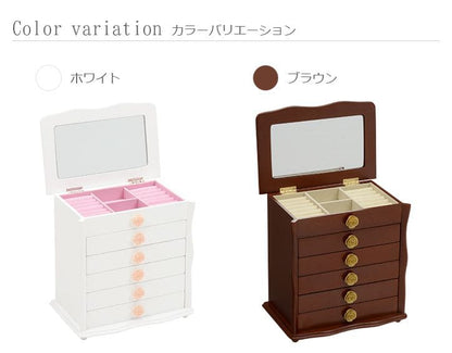 ジュエリーボックス木製大容量指輪ミニアンティーク鏡ネックレス姫系ピアス6段可愛いコンパクトアクセサリーケースおしゃれ引き出しミラージュエリーケース宝石箱ネックレスケース高級リング上品木