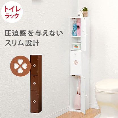 トイレ収納完成品姫系スリム木製ゴミ箱付きホワイトトイレラックキャビネット薄型扉付きおしゃれ15cmラックコンパクト隙間収納棚トイレサニタリー収納スリムラック背面壁面収納サニタリー賃貸