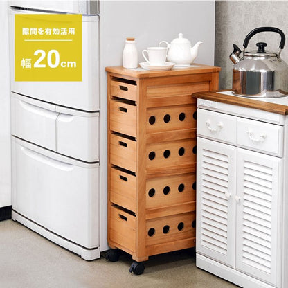 キッチンストッカー完成品ストッカーキッチンスリム収納小型薄型家庭用キャスター隙間20洗面所引き出し5段高さ80木製ワゴン隙間収納野菜ストッカー大容量おしゃれ深型縦型キッチンワゴン軽量