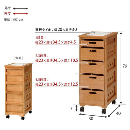 キッチンストッカー完成品ストッカーキッチンスリム収納小型薄型家庭用キャスター隙間30洗面所引き出し5段高さ80木製ワゴン隙間収納野菜ストッカー大容量おしゃれ深型縦型キッチンワゴン軽量