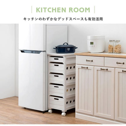 キッチンストッカー完成品ストッカーキッチンスリム収納小型薄型家庭用キャスター隙間30洗面所引き出し5段高さ80木製ワゴン隙間収納野菜ストッカー大容量おしゃれ深型縦型キッチンワゴン軽量