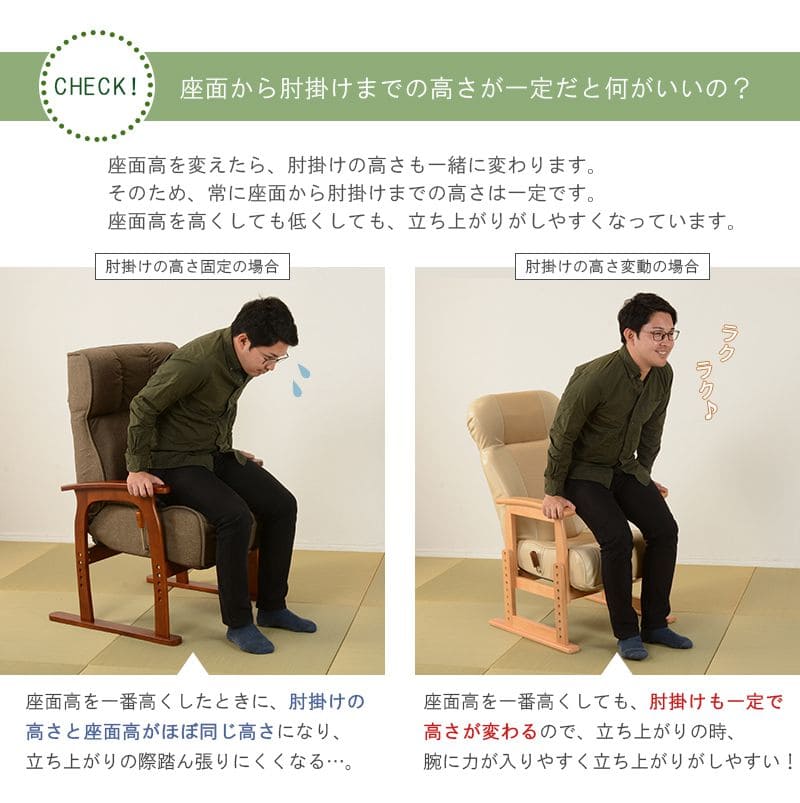 高座椅子ハイバックレザー高齢者リクライニング無段階高さ調整腰痛コンパクト肘付き1人用おしゃれ座面高いレバー頭までメッシュリラックス座り心地最高読書年配大人肘掛け寝れる楽な姿勢老人段階
