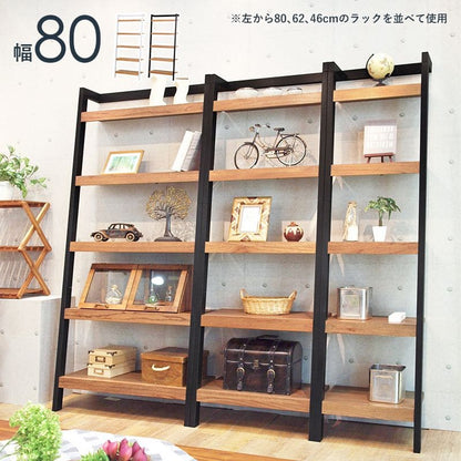 オープンラック棚木製ハイタイプ5段収納薄型天然木スリムおしゃれラック縦長本棚業務用約幅80奥行35ディスプレイ北欧木目事務所壁面シェルフ5段ラック本棚プランターリビング壁面コンパクト