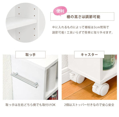 本棚スリムキャスター大容量3段薄型コミックラック隙間木製ロータイプ省スペースワゴンコンパクトおしゃれ漫画文庫本コミック収納整理可動棚マンガコミック文庫大量ラック隙間収納押入れ低い