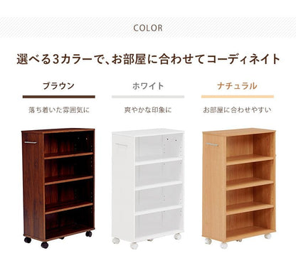 本棚薄型キャスター大容量4段スリムコミックラック隙間木製ハイタイプ省スペースワゴンコンパクトおしゃれ漫画文庫本コミック収納整理可動棚マンガコミック文庫大量ラック隙間収納押入れ縦長
