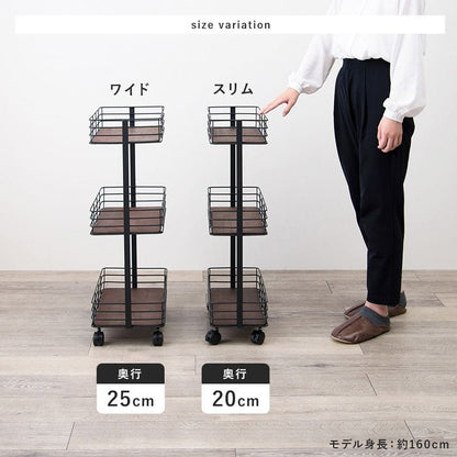 ラック棚完成品キャスター奥行20cmスチール木製収納ワゴン移動スリムキッチン3段おしゃれ棚板低い小さい天板付き天板付きプランター本幅40三段キャスター付き薄型ハイタイプ軽量隙間デスク横