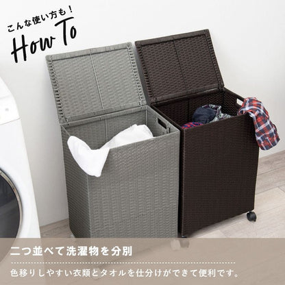 ランドリーバスケット洗濯カゴふた付きラタンキャスター大容量70l収納スリム籐ランドリーワゴンおしゃれワゴン防水通気性大きい洗濯物蓋軽いカゴ脱衣かご薄型省スペース深型四角縦長洗えるスクエア