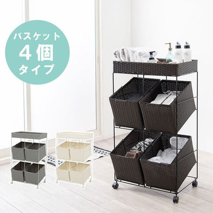 ランドリーバスケット洗濯カゴラック2段2列ラタンキャスター大容量天板収納スリム籐ランドリーワゴンおしゃれワゴン防水通気性大きい洗濯物カゴ脱衣かご薄型省スペース深型四角縦長洗えるスクエア