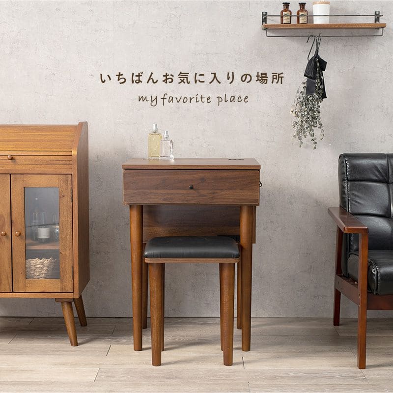 ドレッサー椅子セット白テーブル収納デスクスツール付き化粧台スリム猫脚幅50コンセント木製姫系おしゃれコンパクト一面ドライヤー1面鏡ハイタイプリビングチェア2wayホワイト大きい化粧