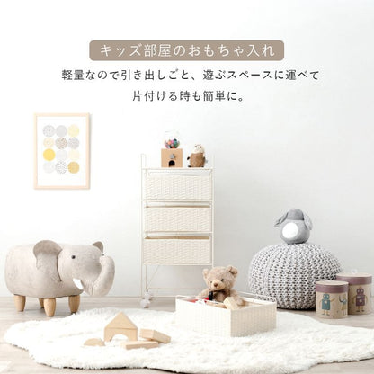 ランドリーチェストラタン4段引き出し幅40奥行30スリムランドリー収納キャスター籐ワゴンカゴ収納薄型ランドリーラックおしゃれロータイプ洗面所ランドリーサイドチェストラック大きいバスケット