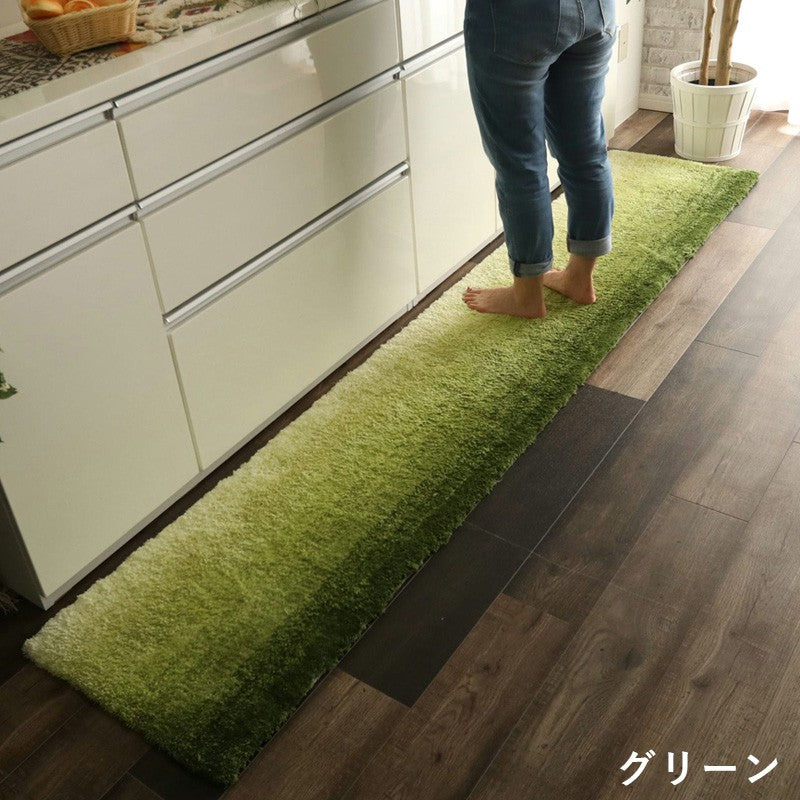 キッチンマット120グラデーションロング安いふわふわ北欧おしゃれ45×120ふける幅広シンプル大きい45ずれないオレンジグレー