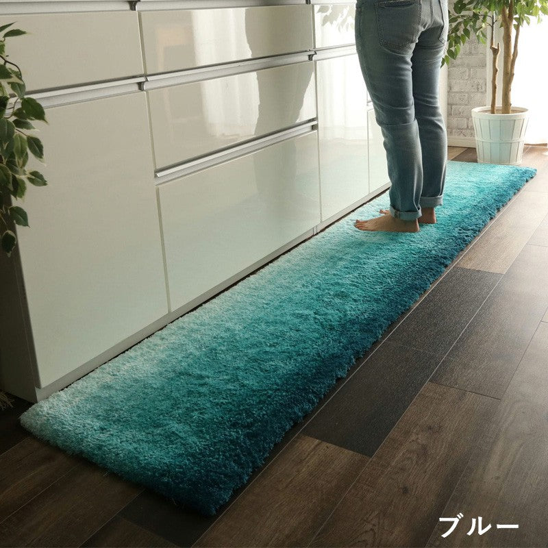 キッチンマット240グラデーションロング安いふわふわ北欧おしゃれ45×240ふける幅広シンプル大きい45ずれないオレンジグレー韓国風