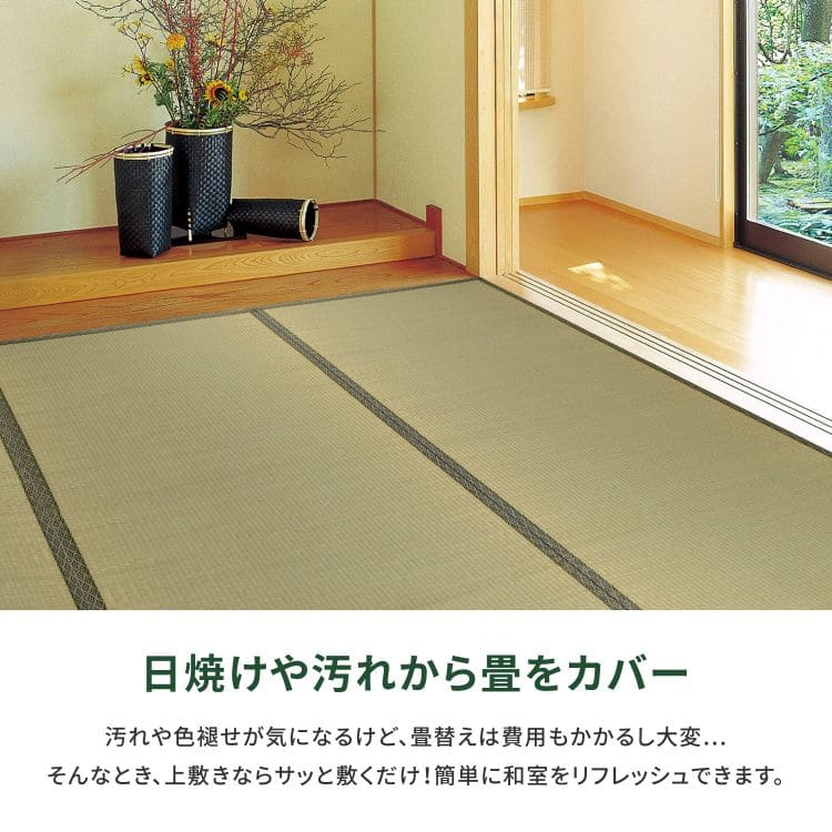 い草上敷き6畳カーペット夏本間リバーシブルペット対応い草カーペット抗菌防臭長方形ござ夏用ラグ上敷き畳おしゃれ花ございぐさ畳の上