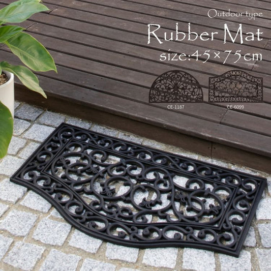 玄関マット屋外4575ラバー風水屋外用ゴム大判大きめ業務用泥除け泥落とし洗える外用カフェおしゃれ北欧45×75インド屋外用ドアマットラバーマットエントランスマット砂落とし土足用土間用高級
