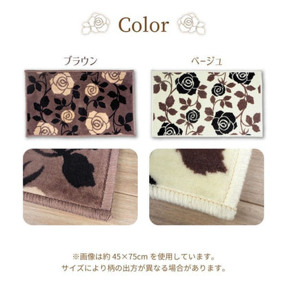 玄関マット屋内風水花柄バラ大判室内5585大きめ滑り止め厚手高級感かわいい洗えるおしゃれ55×85ラグ玄関洗濯機モダン姫エレガント新生活業務用靴置き場夏開運厚手上品華やか絨毯マット