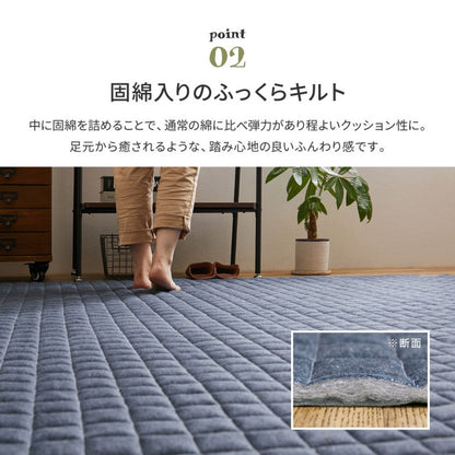 ラグカーペット洗える2畳冬滑り止めキルトラグ絨毯オールシーズンキルト冬用ホットカーペット床暖房正方形洗濯無地洗濯機おしゃれラグマット年中こたつ軽量薄手ペット綿北欧洗えるラグこたつ敷き布団190×190冬用ラグ冬用カーペット